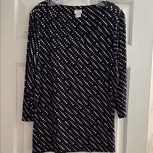 Chico's Black and White 3/4 Sleeve Crew Neck Top